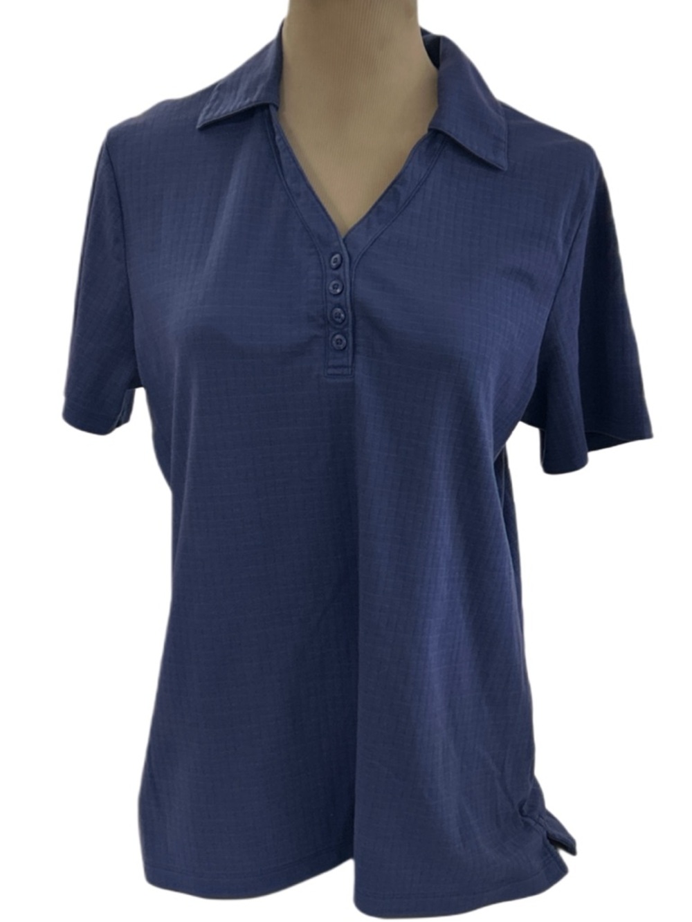 2/$15 Cutter & Buck Navy Blue Button-Front Polo Shirt CB DryTec Luxe XL